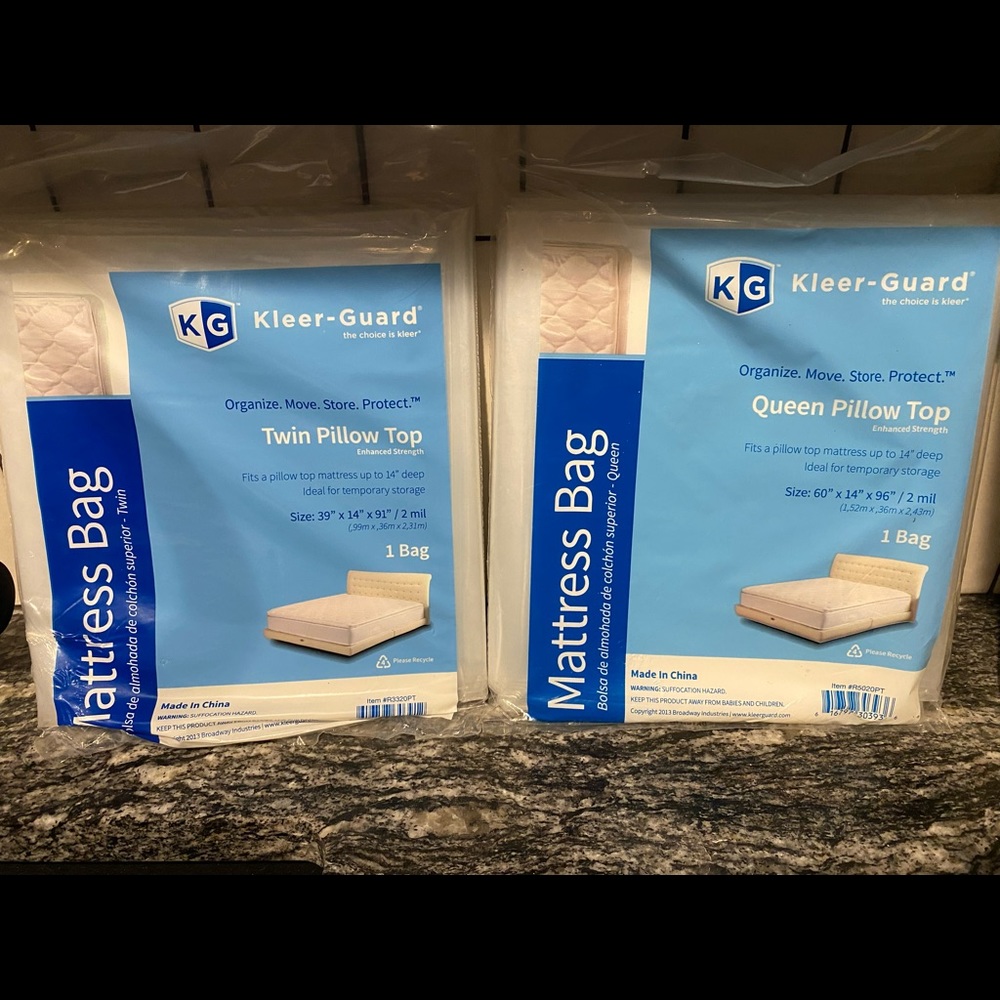 Queen and Twin mattress bags, new in package
